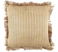 Coussin 40x40cm en Jute et Lin Tressé Doré avec Franges Déhoussable - Altobuy G