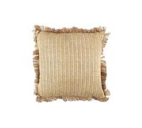 AltoBuy Coussin 40x40cm en Jute et Lin Tressé Doré avec Franges Déhoussable - SARRY