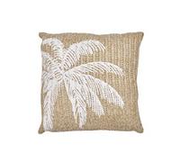 Coussin 40x40cm en polyester motif palmier coloris marron et blanc - -