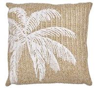 Coussin 40x40cm en polyester motif palmier coloris marron et blanc - Altobuy G