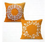 Coussin 65x65cm Lot de 2 Couleur Orange Housse de Coussin Exterieur Impermeable Feuilles TombéEs Impression Verso Velours Décoration Coussincarré avec Fermeture éclair Invisible Decoration 4-492I79