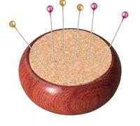 Coussin à épingles en bois, élégant, rond en pour aiguilles à coudre, étui de rangement pour aiguilles, accessoires de , support d'aiguille sûr pour travaux manuels, outils de broderie