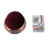 Coussin à épingles Vintage, Base en métal élastique doux, coussin à aiguille rétro pour la couture et le quilting (Base en bronze rouge, type rouge)