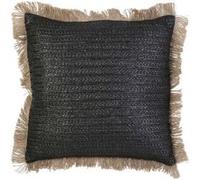 Coussin à franges en raphia 40 cm noir Noir G