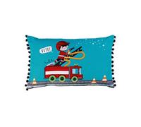 Coussin DOUCEUR D'INTERIEUR coussin à pompons 30 x 50 cm 100% coton imprimé flyn dessin placé