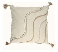 Home Deco Pompom Cushion 40 x 40 cm, Beige