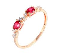 Coussin Alliances Mariage Alliance 18 Carats Or Ruby Créé en Laboratoire Bague Ovale à 4 Griffes avec Rubis et Diamant de 0,46 CT Taille Solide Non Plaqué Populaire pour Sœur Nouvelle Année Bijoux