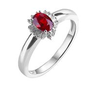 Coussin Alliances Mariage Alliance Femme 49 Or Blanc 18 Carats Ruby Créé en Laboratoire Bague Ovale à 4 Griffes avec Ru t Diamant de 0,69 CT Populaire pour Mesdames Action de Grâces Bijoux