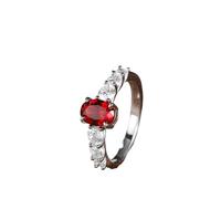 Coussin Alliances Mariage Bague 55 Or Blanc 9 Carats Élégant Rubis Ovale de Laboratoire à 4 Griffes de 1,2 CT avec Moissanite Ronde Taille Mode pour Mesdames Action de Grâces Bijoux
