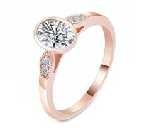 Coussin Alliances Mariage Bague 60 Or Rose 14 Carats Moissanite avec Moissanite de Forme Ovale 2 Carats Épouse pour Mesdames Anniversaire Bijoux