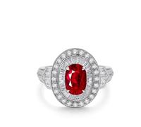 Coussin Alliances Mariage Bague Femme Argent Jonc Or Blanc 18 Carats AU750 Bague Ovale à 4 Griffes avec Rubis Synthétique et Moissanite de 2,74 CT Taille Moderne pour Épouse Mariage Bijoux