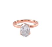 Coussin Alliances Mariage Bague Fiancaille Taille 50 Or Rose 18 Carats Moissanite Bague Solitaire Ovale à 4 Griffes avec Moissanite Lesbienne pour Tante Cocktail Bijoux