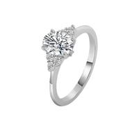 Coussin Alliances Mariage Bagues Or Blanc Femme 9K Moissanite Forme D'Abeille avec Moissanite Ovale 1 Ct Taille Lesbienne pour Épouse Saint-Valentin Bijoux
