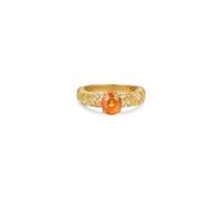 Coussin Alliances Mariage Bijoux Femme 14 Carats Au585 Bague Ovale à 4 Griffes avec Grenat Mandarin de 2,03 CT et Diamant Taille Solide Non Plaqué Mode pour Mesdames Fête Des Mères Bijoux
