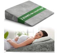 Coussin anti reflux pour lit adulte, oreiller incliné [avec 2 Zones de Couchage], cale de lecture triangulaire canapé, matelas surélevé reflux gastro oesophagien, support de dos ergonomique ferme doux