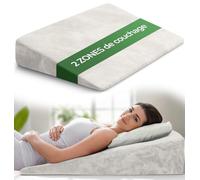 Coussin anti reflux pour lit adulte, oreiller incliné [avec 2 Zones de Couchage], cale de lecture triangulaire canapé, matelas surélevé reflux gastro oesophagien, support de dos ergonomique ferme doux