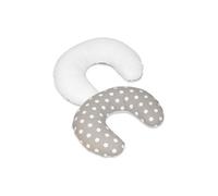 Coussin appui-tête pois sur fond gris blanc