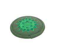 Coussin Arrondi Brodé pour Bol Sonore Bouddhiste, Coton Vert | Design Simple, Compact et Léger, Facile à Ranger Transporter, Accessoire pour Bols de Bouddha