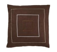 Coussin aspect suédine avec broderies marron 40x40