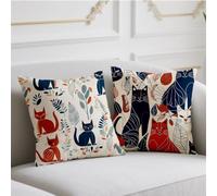 Coussin Automne Chat Housse Coussin 45x45cm Lot de 2 Oreiller Couleur Coussins de Jardin Double Impression Dite Taie Oreiller Lin Automne Balcon Terrasse Jardin Banc Canapé Décoratifs,Cadeaux wj-601