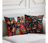 Coussin Automne Chat Housse Coussin 65x65cm Lot de 2 Oreiller Rétro Coussins de Jardin Double Impression Dite Taie Oreiller Velours pour Automne Balcon Terrasse Jardin Canapé Décoratifs,Cadeaux wj-629