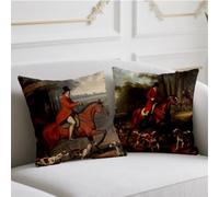 Coussin Automne Chevalier Housse Coussin 65x65cm Lot de 2 Oreiller Style Nordique Coussins de Jardin Double Impression Dite Taie Oreiller Lin pour Automne Balcon Jardin Banc Canapé Décoratifs wj-887