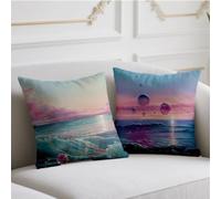 Coussin Automne Coucher De Soleil Housse Coussin 65x65cm Lot de 2 Oreiller Plage Coussins de Jardin Double Impression Dite Taie Oreiller Lin pour Automne Balcon Jardin Canapé Décoratifs,Cadeaux wj-973