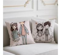 Coussin Automne Couple Housse Coussin 70x70cm Lot de 2 Oreiller Mignon Coussins de Jardin Double Impression Dite Taie Oreiller Lin Automne Balcon Terrasse Jardin Banc Canapé Décoratifs,Cadeaux wj-909