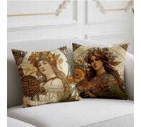 Coussin Automne Femme Housse Coussin 65x65cm Lot de 2 Oreiller Style Nordique Coussins de Jardin Double Impression Dite Taie Oreiller Lin Automne Balcon Jardin Banc Canapé Décoratifs,Cadeaux wj-813