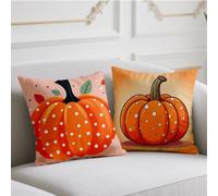 Coussin Automne Orange Brûlée Housse Coussin 65x65cm Lot de 2 Oreiller Citrouille Coussins de Jardin Double Impression Dite Taie Oreiller Velours Automne Balcon Jardin Banc Canapé Décoratifs wj-995