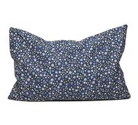 Coussin aux 8 herbes 30x20cm - Taie en coton bio "fleurs bleues" + housse intérieure supplémentaire bio rempli de sauge, anis, camomille, menthe poivrée, thym, romarin, mélisse et lavande