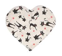 Coussin aux graines de groseilles en forme de coeur environ 30x25cm Mimi le chat - Coussin Thermique - Coussin aux graines - Bouillotte sèche