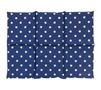 Coussin aux graines de lin 40x30 - Bouillotte sèche - Coussin thermique - Compresse froide (6 compartiments; Design: bleu étoilé)