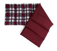 Coussin aux graines de lin 75x20cm. Coussin bouillotte aux graines - Compresse froide (compartimenté en huit, Design: écossais, rouge à carreaux bordeaux avec un côté flanell)
