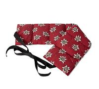 Coussin aux graines de lin à 7 compartiments avec sangles - 65x15 cm - Bouillotte sèche - utilisable à chaud au four et micro-ondes - Compresse froide - fleur d'edelweiss