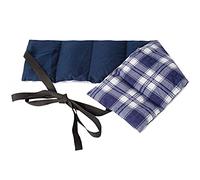 Coussin aux graines de lin à 7 compartiments avec sangles - 65x15 cm - Bouillotte sèche - utilisable à chaud au four et micro-ondes - Compresse froide Flanell - bleu á carreaux en flanelle