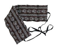 Coussin aux graines de lin à 7 compartiments avec sangles - 65x15 cm - Brun à fleur - Bouillotte sèche - four et micro-ondes utilisable à chaud & compresse froide