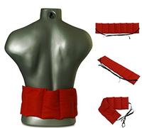 Coussin aux graines de lin à 7 compartiments avec sangles - 65x15 cm - Rouge - Coussin thermique utilisable à chaud & Compresse froide