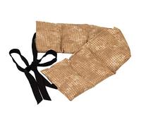 Coussin aux graines de lin, avec sangles, 65x15 - Coussin chauffant - Utilisable chaud ou froid- Compresse à 7 compartiments, batik or, 65x15 cm