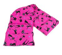 Coussin aux graines de lin compartimenté en huit 75x20cm - chat noir - fuchsia - Coussin bouillotte aux graines - Compresse froide