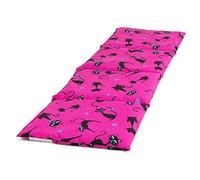 Coussin aux graines de lin compartimenté en quatre 60x20 cm - chat noir - fuchsia - Coussin bouillotte aux graines - Compresse froide