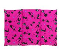 Coussin aux graines de lin - Taille 40x30-3 compartiments - chat noir - fuchsia - Coussin thermique - Coussin aux graines - Compresse froide -