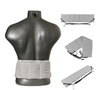 Coussin aux noyaux de cerises à 7 compartiments avec sangles - 65x15 cm - Blanc - Utilisable à chaud & compresse froide - pour dos, ventre et reins