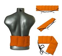 Coussin aux noyaux de cerises à 7 compartiments avec sangles - 65x15 cm - Orange - Coussin thermique utilisable à chaud