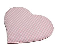Coussin aux noyaux de cerises en forme de coeur environ 30x25cm Tissu bio rose et blanc - Coussin Thermique - Coussin aux graines - Bouillotte sèche