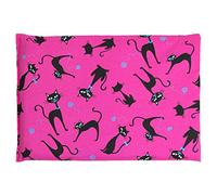 Coussin aux pépins de raisin 30x20cm - Coussin thermique utilisable chaud ou froid - Coussin aux graines (chat noir - fuchsia)