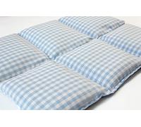 Coussin aux pépins de raisins 40x30-6 compartiments - bleu ciel et blanc - Coton Bio - Coussin thermique - Coussin aux graines - Bouillotte sèche - Compresse froide