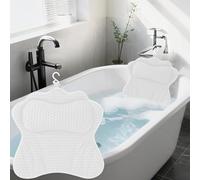 Coussin Baignoire, Oreiller de Bain Coussin de Bain 4D Air-Mesh avec Soutien de la tête, de la Nuque, des épaules et du Dos, Oreiller de Spa Coussin, adapté à Tous Les Bains (Blanc)