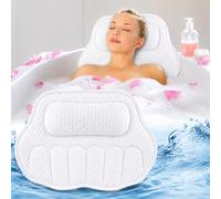 Coussin Baignoire, Oreiller de Bain Ergonomique 4D avec 6 pcs Antidérapante