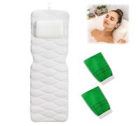 Coussin Baignoire, Tapis De Bain Support Complet du Corps, Matelas De Bain avec Appuie-TêTe Et Supports pour Le Corps, Oreiller De Bain Ergonomique, Oreiller De Baignoire avec Ventouses